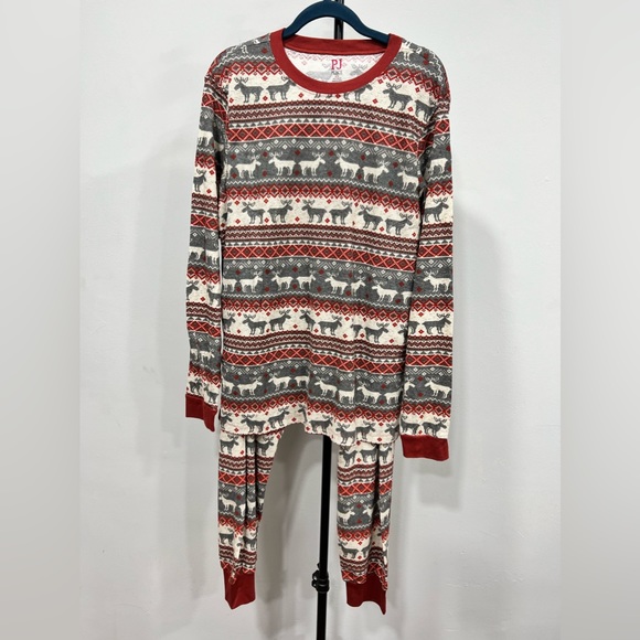 Other - NWT Unisex Adult Matching Family Thermal Reindeer Fairisle Cotton Pajamas